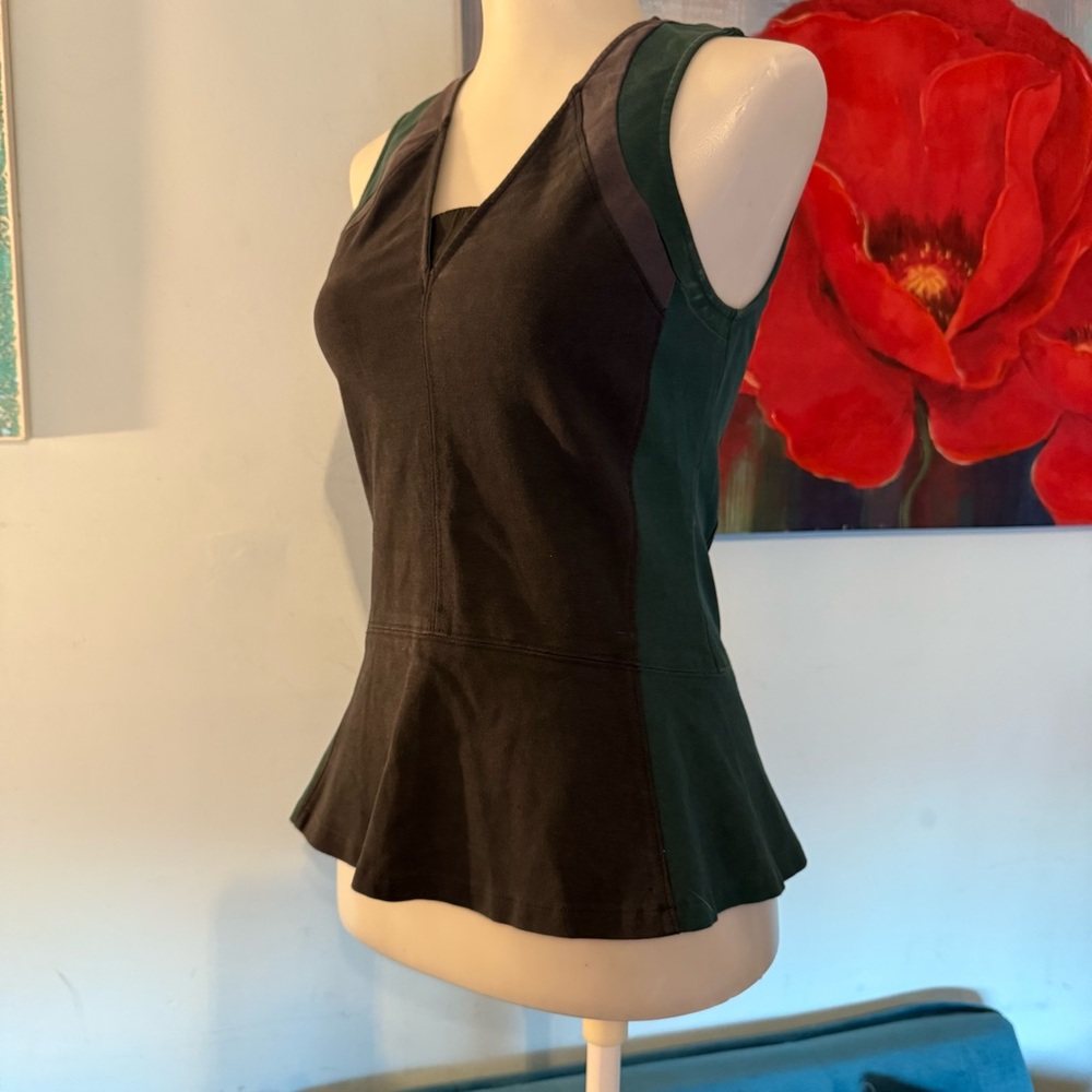 Aiko Kittles Colorblock Peplum Black/green Top Shirt Size S Small